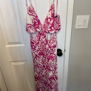 Zara Pink and White Elegant Jumpsuit